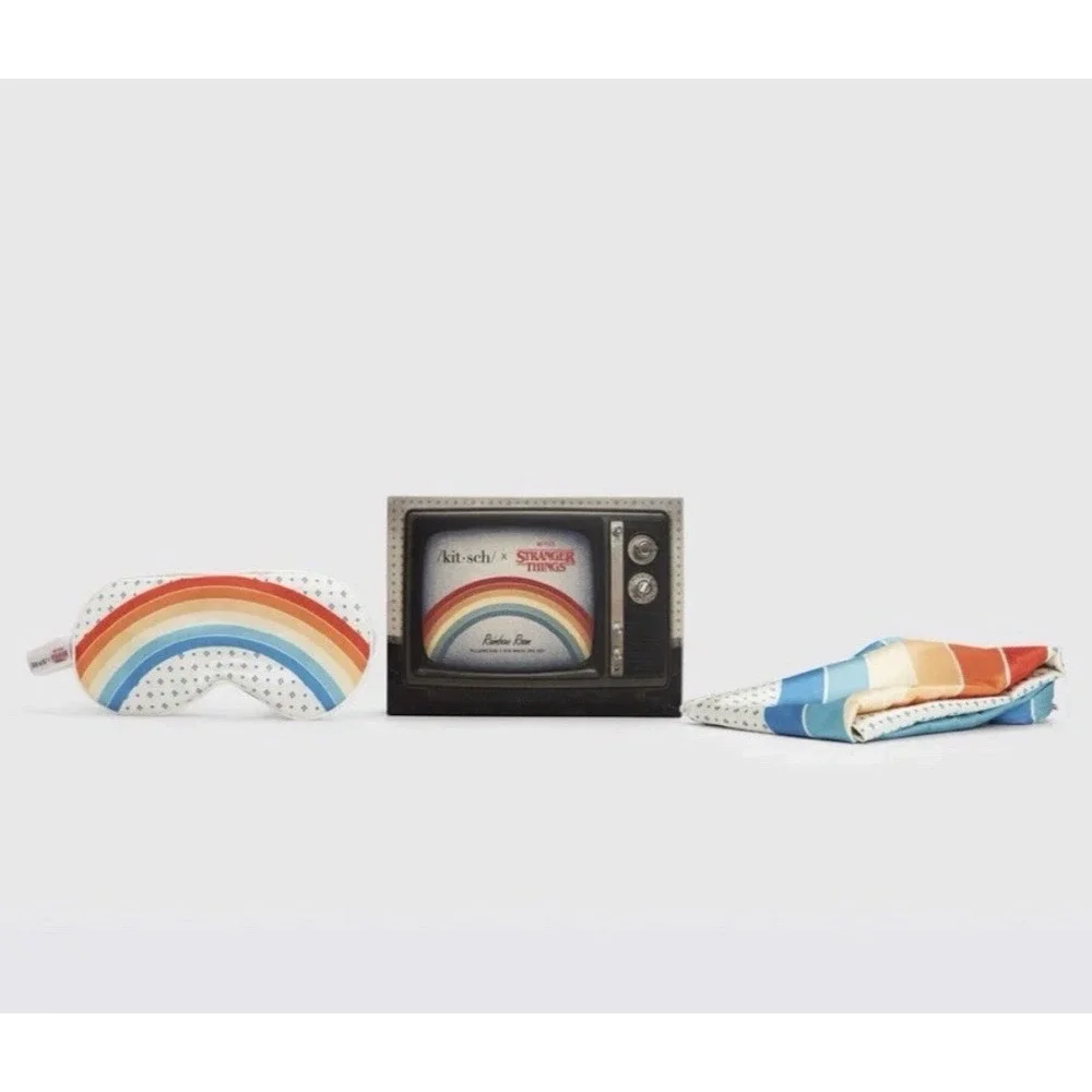 2 Pack - Kitsch x Stranger Things Rainbow Room 2 Satin Pillowcases & 2 Eyemasks